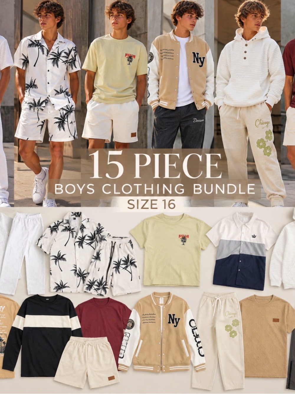 15-Piece Boys Clothing Bundle Size 16 | Teen Boy Clothing Haul | New/Unworn